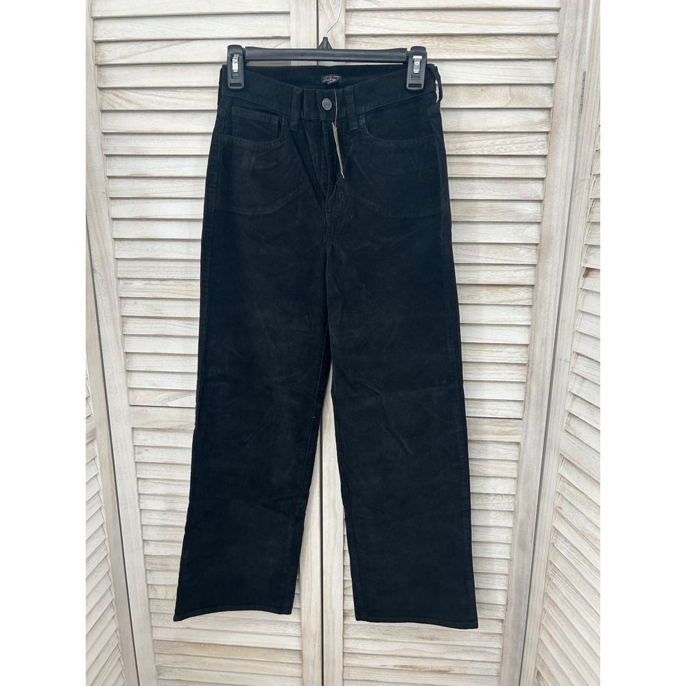 NWT J Crew Corduroy Wide Leg Pants Size 24 Black Preppy Workwear Dark Academia